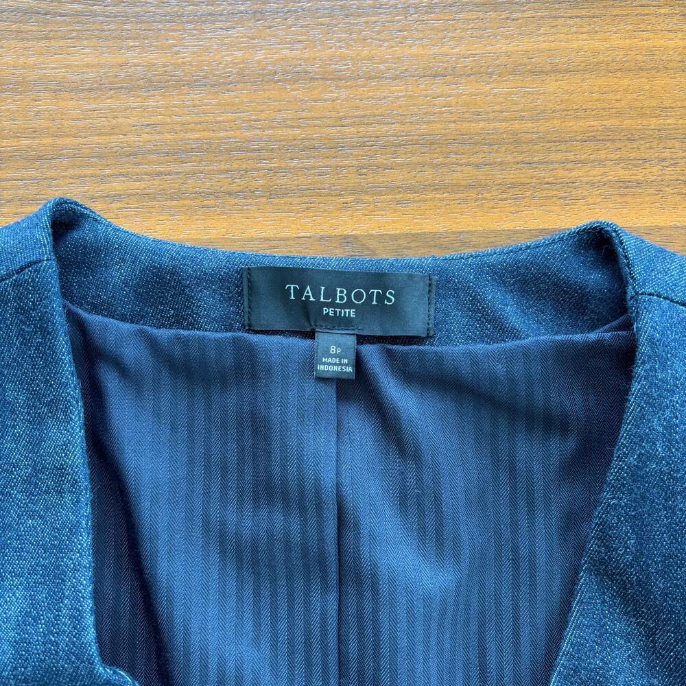 2010s Talbots Petite Dark Wash Denim‎ Vest Gold Crest Button Western Cowgirl 8P - Picture 5 of 9